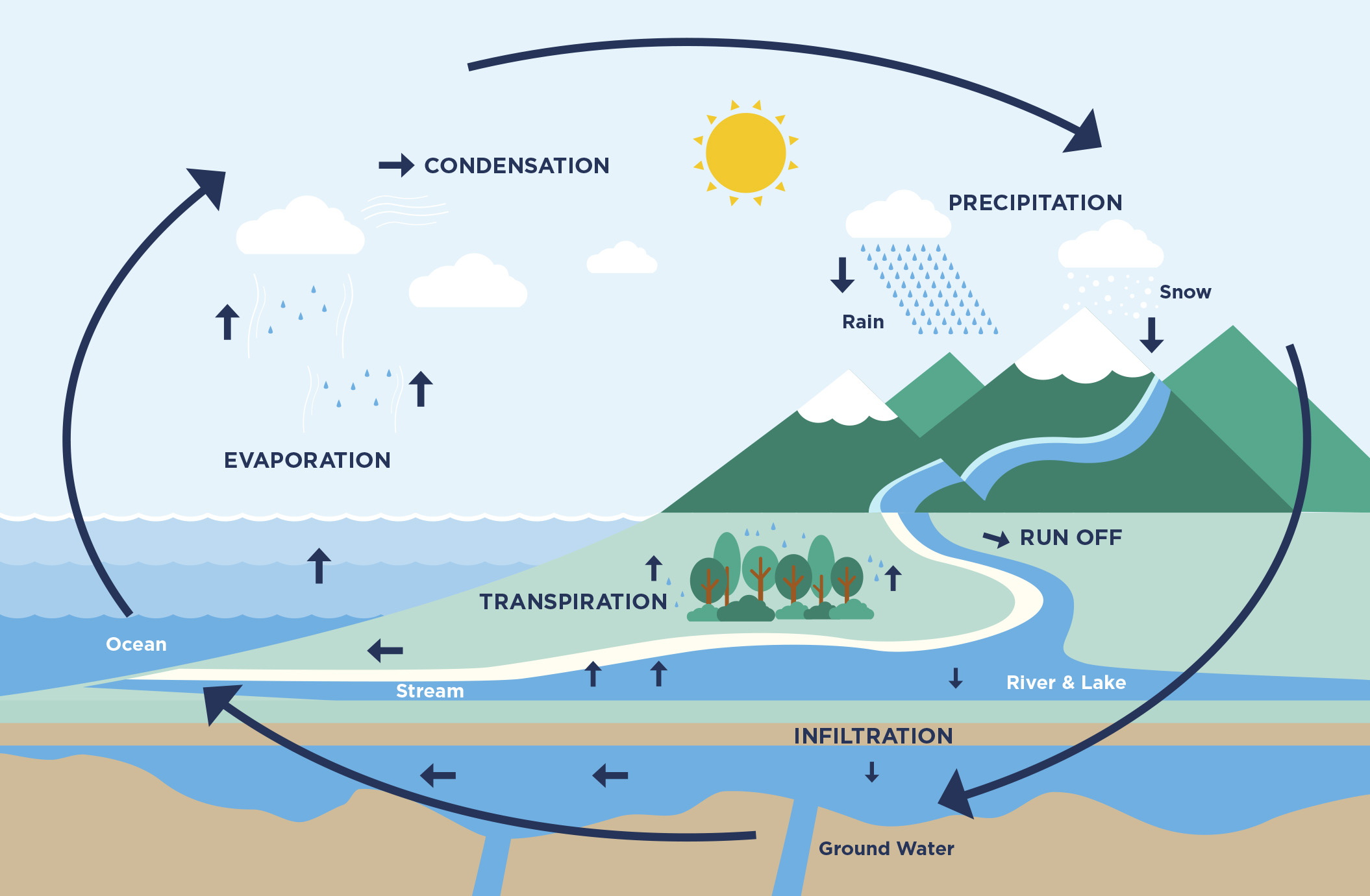 Water Cycle as Example of Non-obvious Cyclic Systems